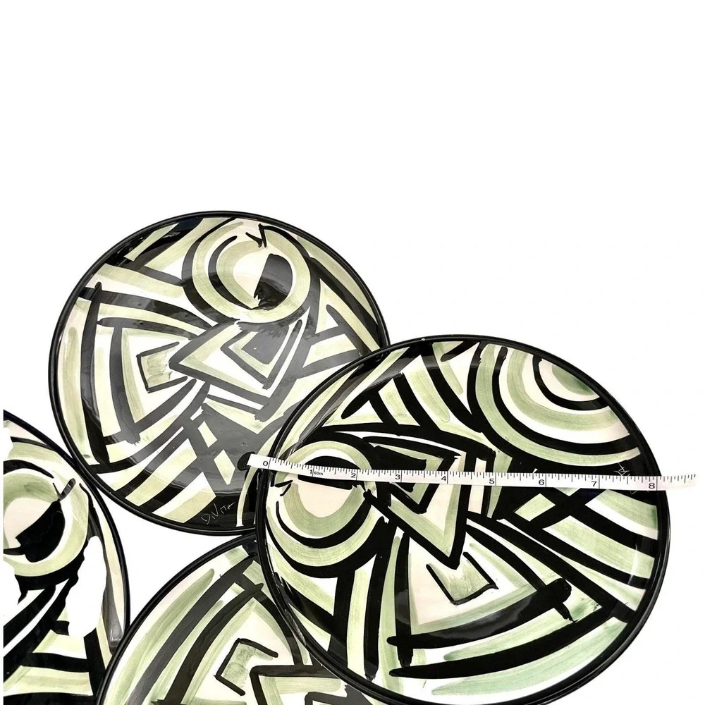 D. Vita Hand Painted Italian Ceramic Plates Set of 4 – Abstract‎ Modern Design